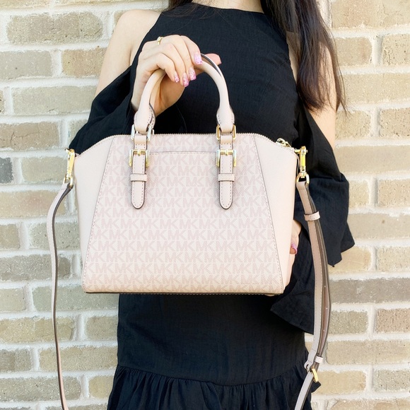 👜💕-NWT Michael Kors pink mk Satchel - Picture 4 of 5